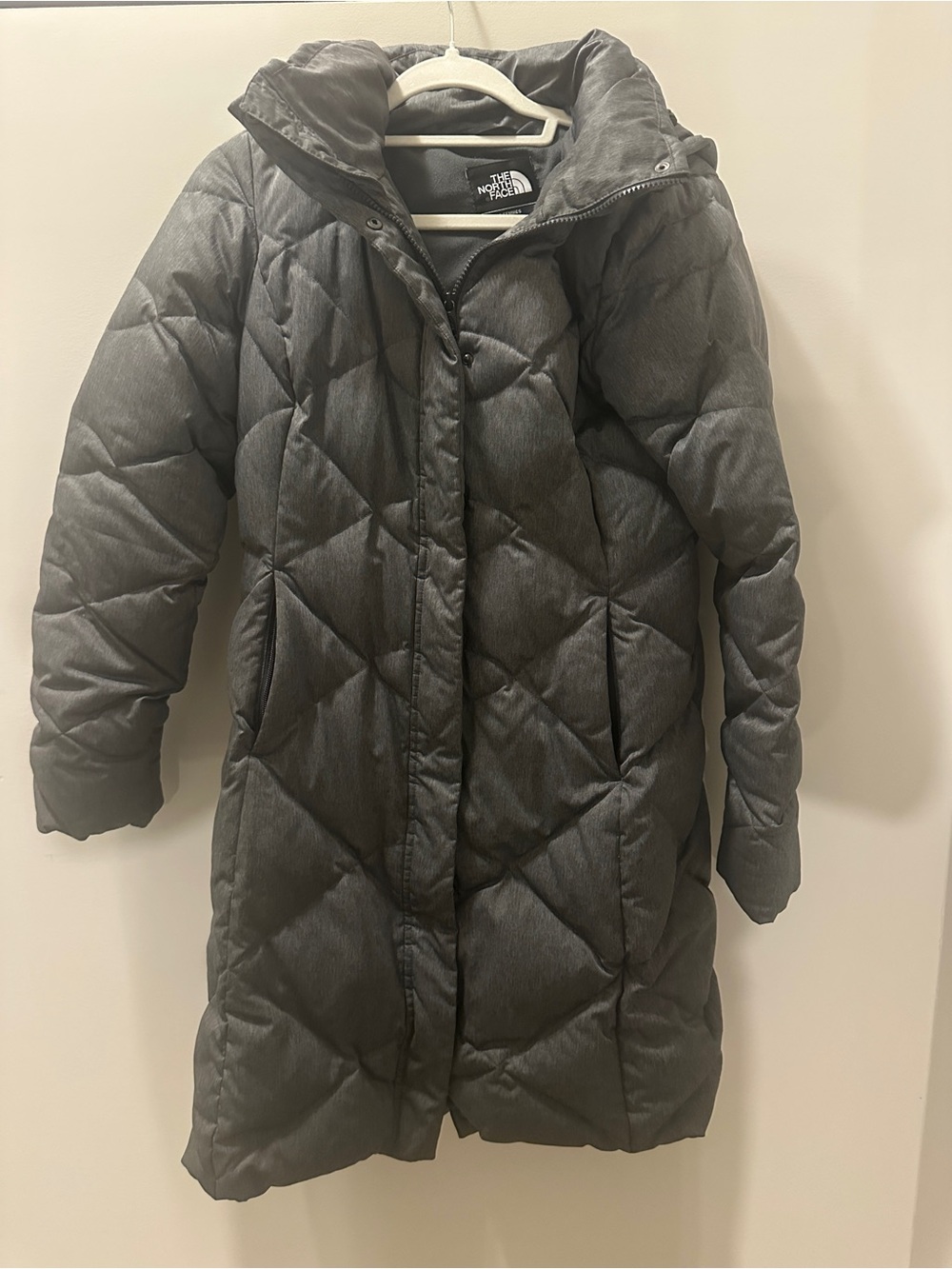 The North Face Women's Dark Gray Quilted Hooded Puffer Coat